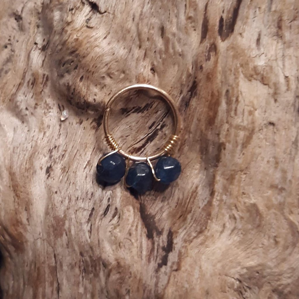 Gold Conch Helix Daith Ring With Sapphire Beads 11mm 14$
